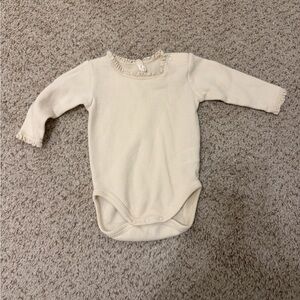 Quincy Mae Cream Ruffle Trim Bodysuit